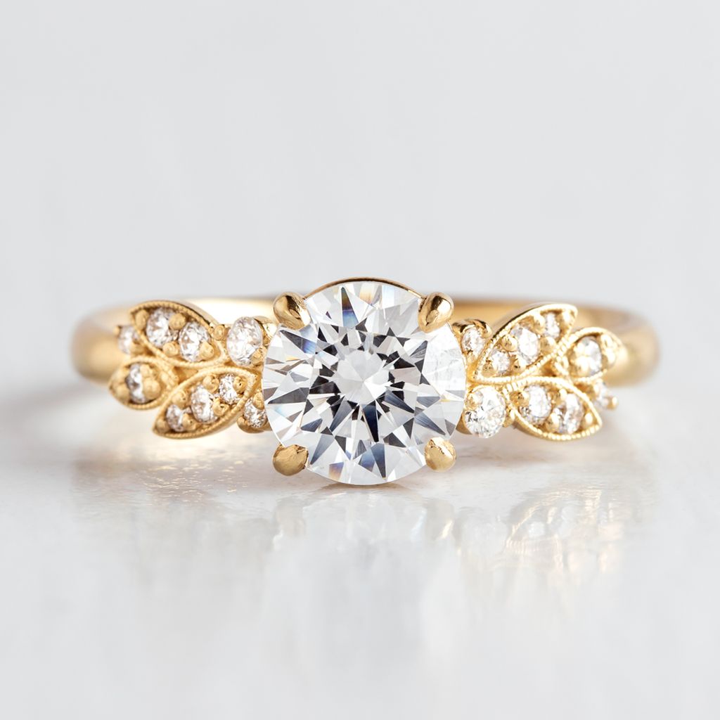 1.0 CT Round Cut Cluster Style Moissanite Engagement Ring