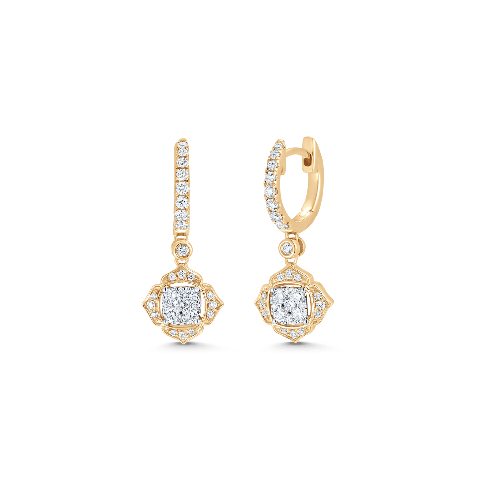 0.58 TCW Round Moissanite Diamond Drop Huggie Earrings