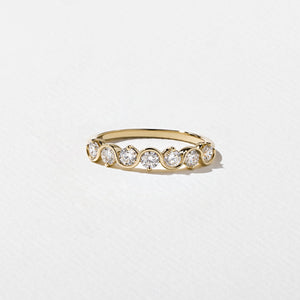 0.60 TCW Round Moissnaite Wave Wedding Band