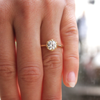 1.0 CT Round Cut Hexagon Style Solitaire Moissanite Engagement Ring