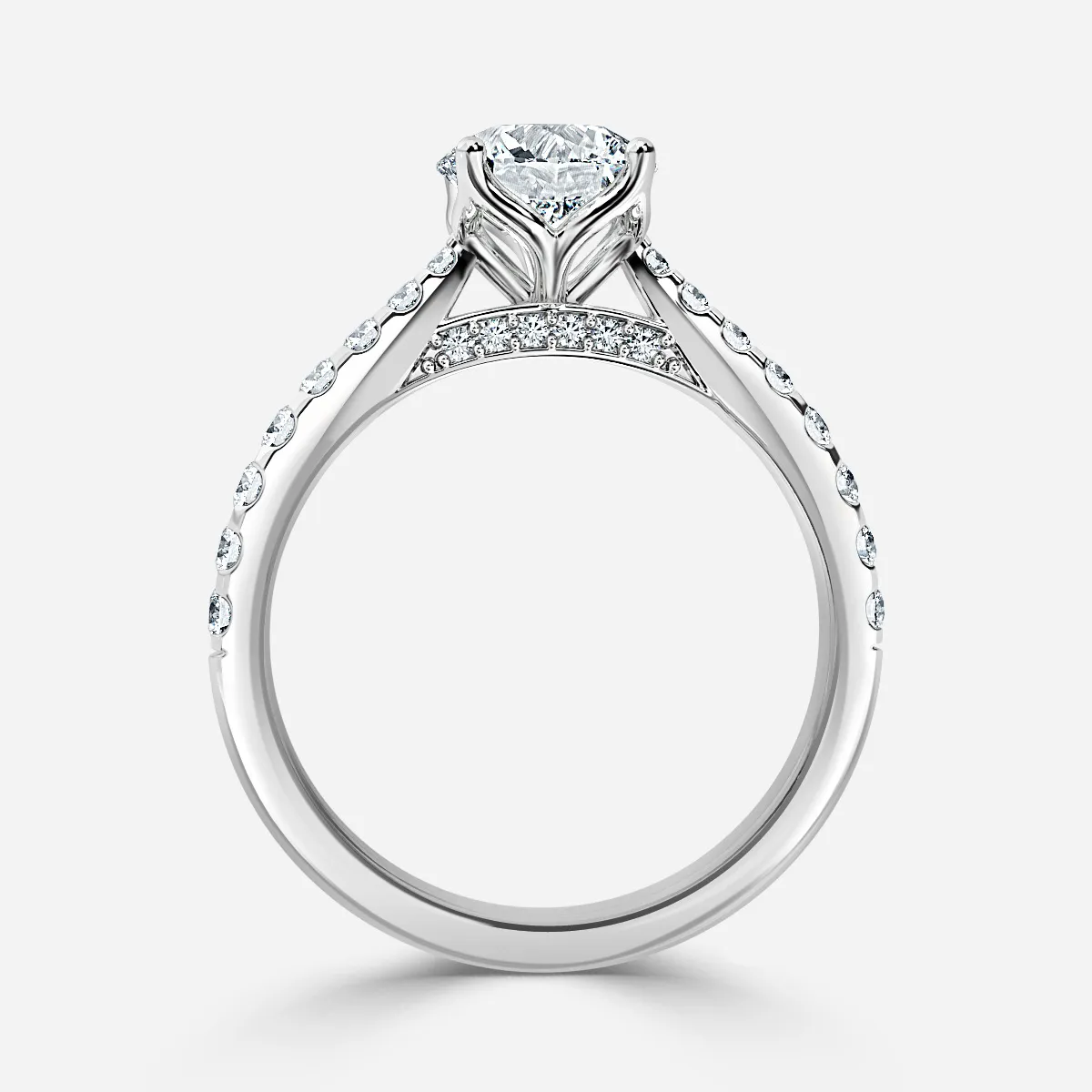 1.60 CT Round Moissanite Pave Engagement Ring