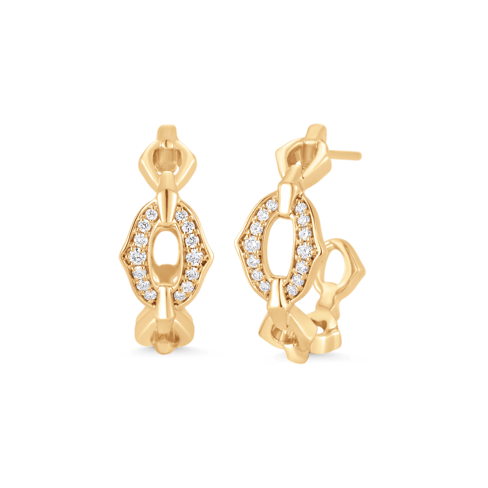 0.18 TCW Round Moissanite Diamond Link Hoop Earrings