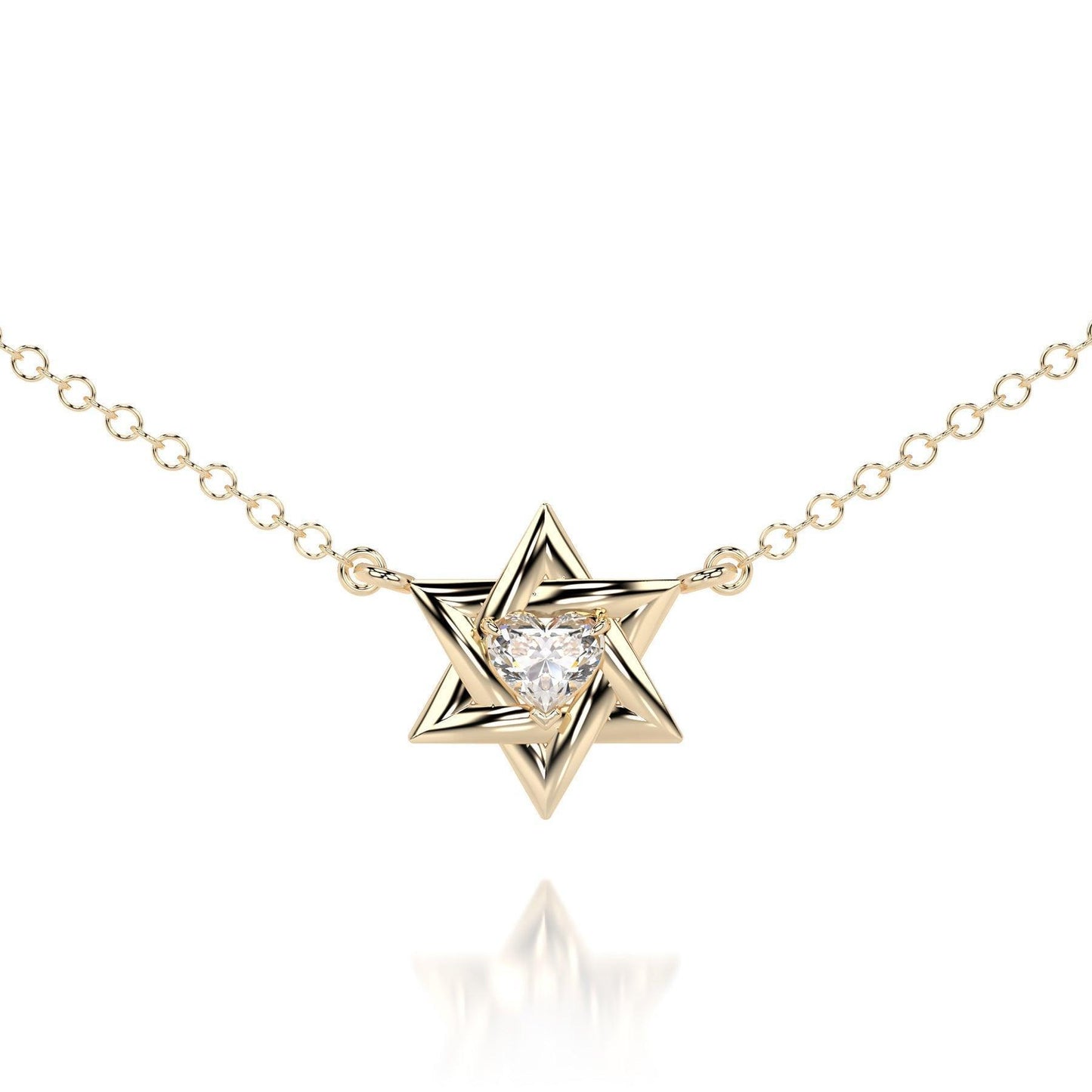 Jewish star heart moissanite necklace