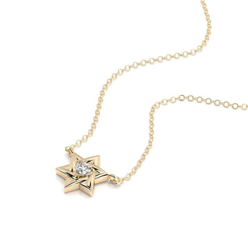 Jewish star heart moissanite necklace