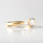 1.0 CT Round & Baguette Three Stone Moissanite Engagement Ring