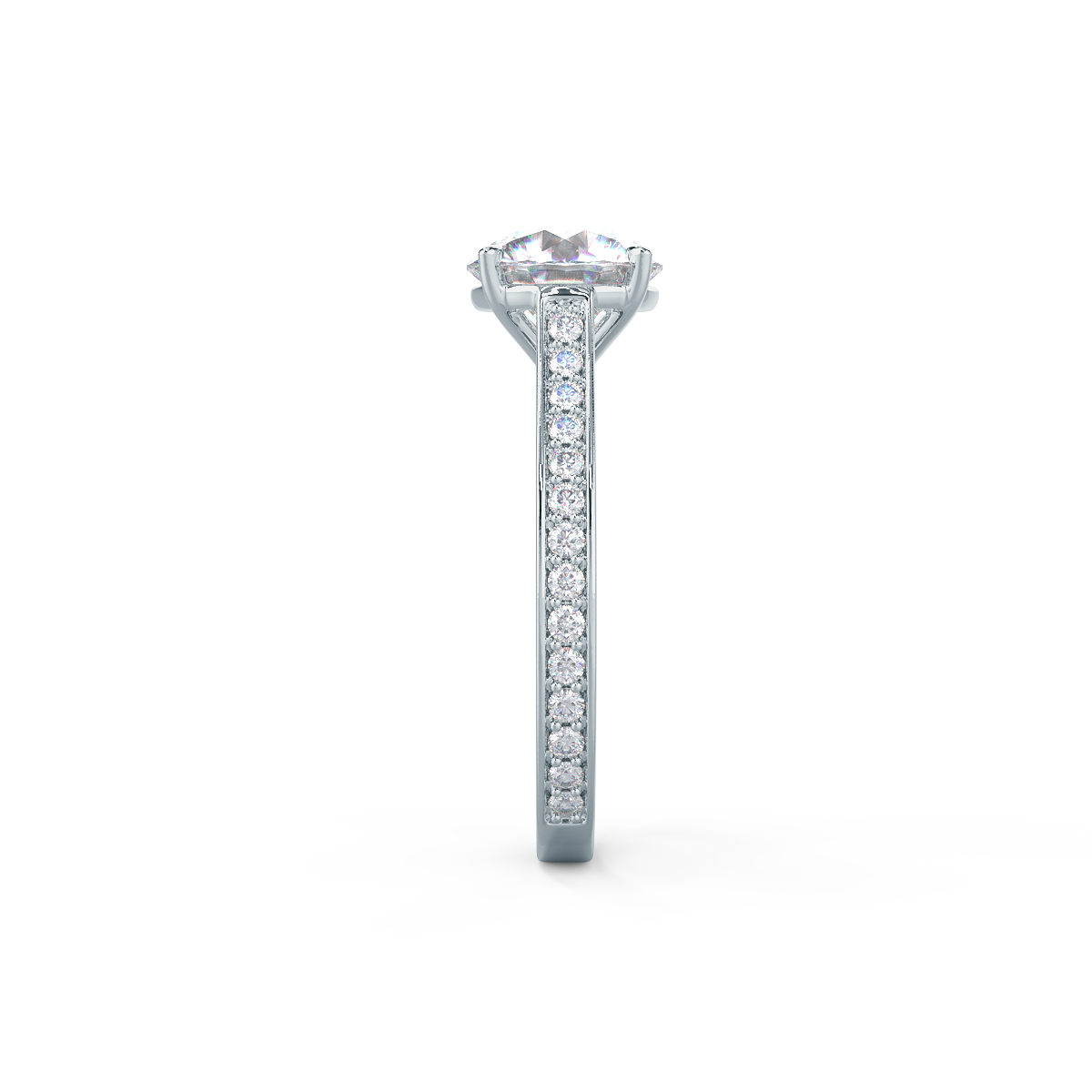 2.50 CT Round Moissanite Pave Setting Engagement Ring