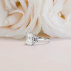 2.75 CT Emerald Moissanite Three Stones Engagement Ring