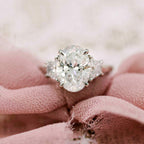 3.50 CT Oval Cut Moissanite Three Stones Engagement Ring