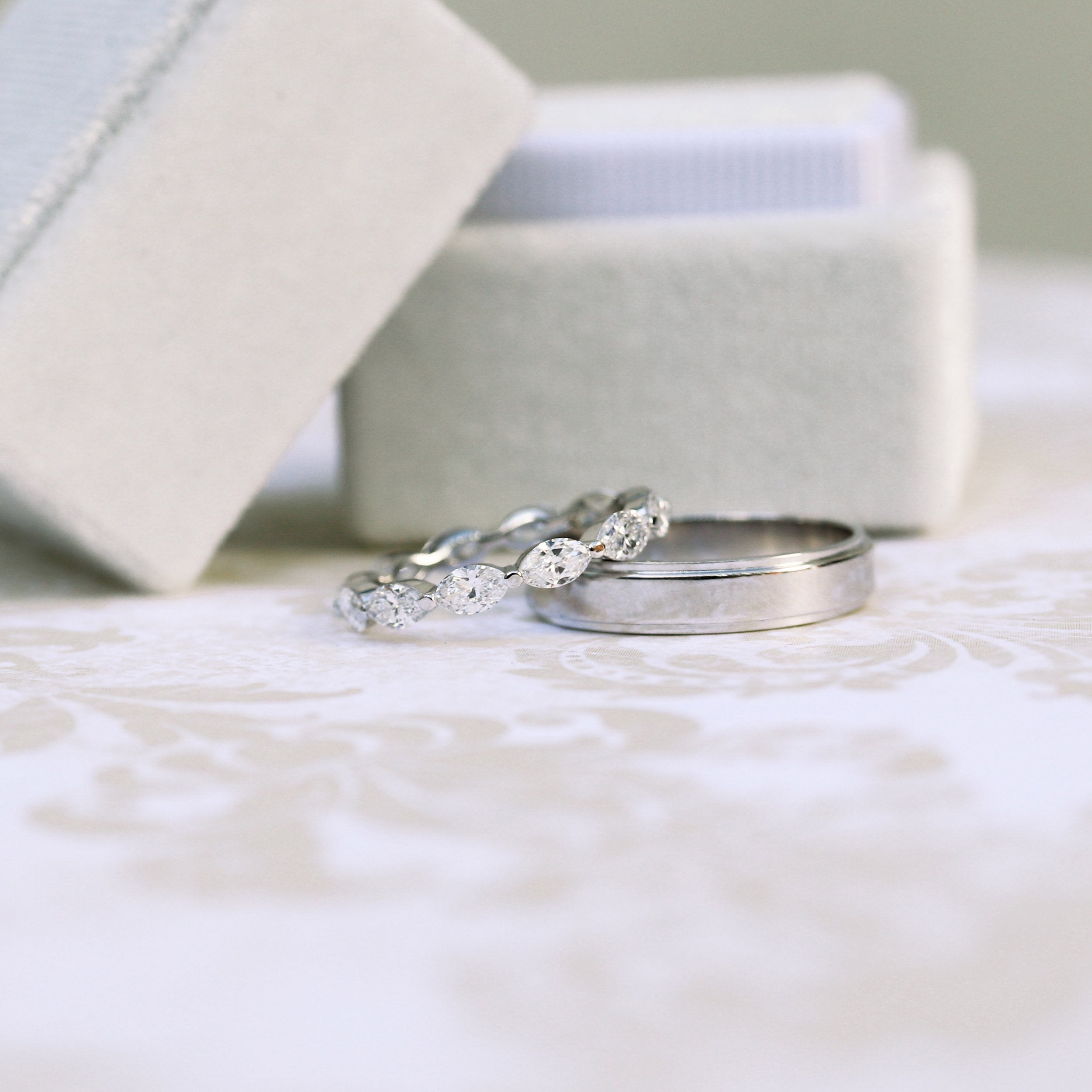 Marquise Cut Moissanite Full Eternity Wedding Band
