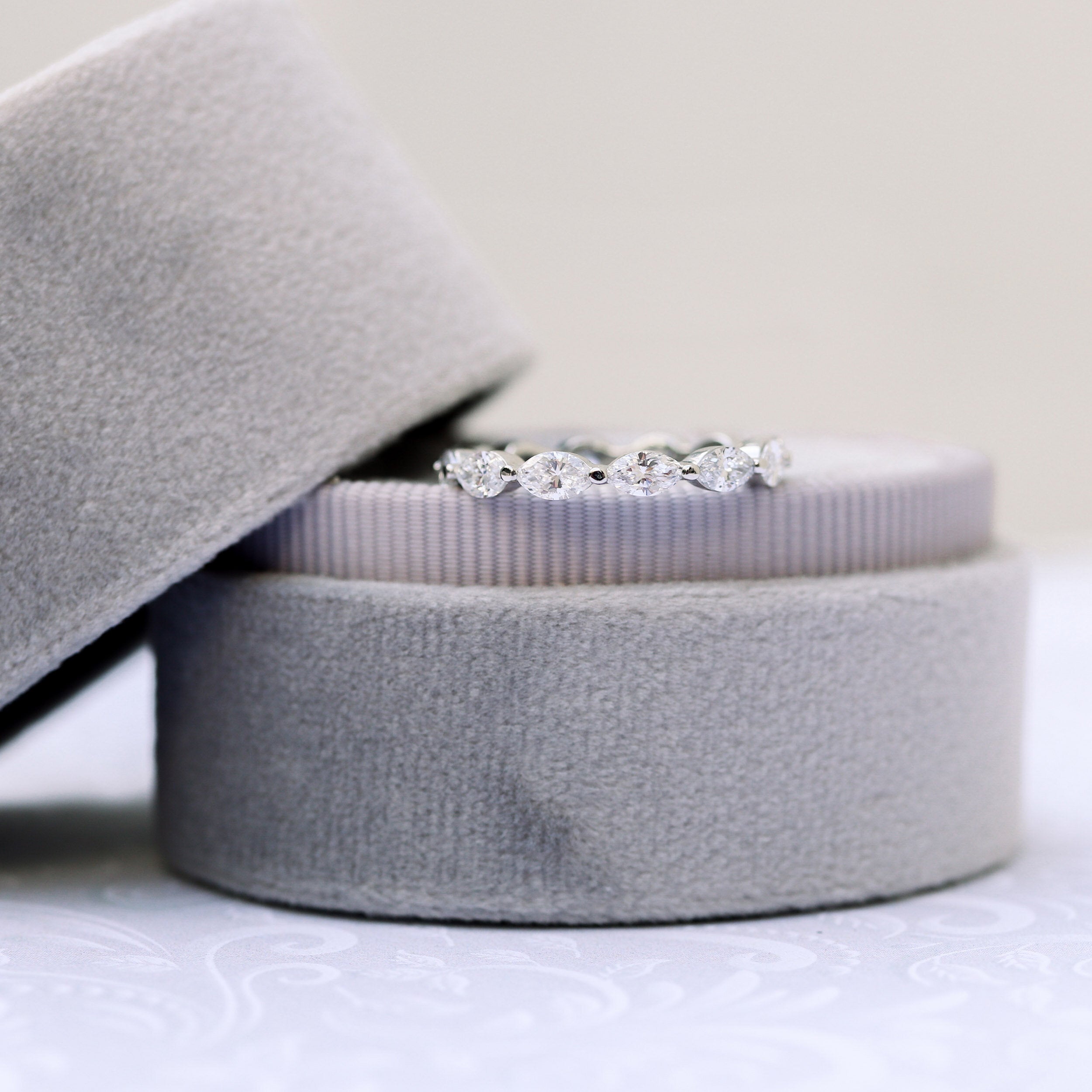 Marquise Cut Moissanite Full Eternity Wedding Band