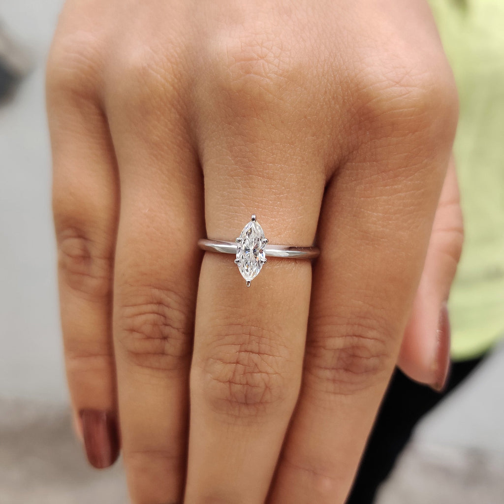 Marquise Solitaire Engagement Ring With Knife Edge Shank