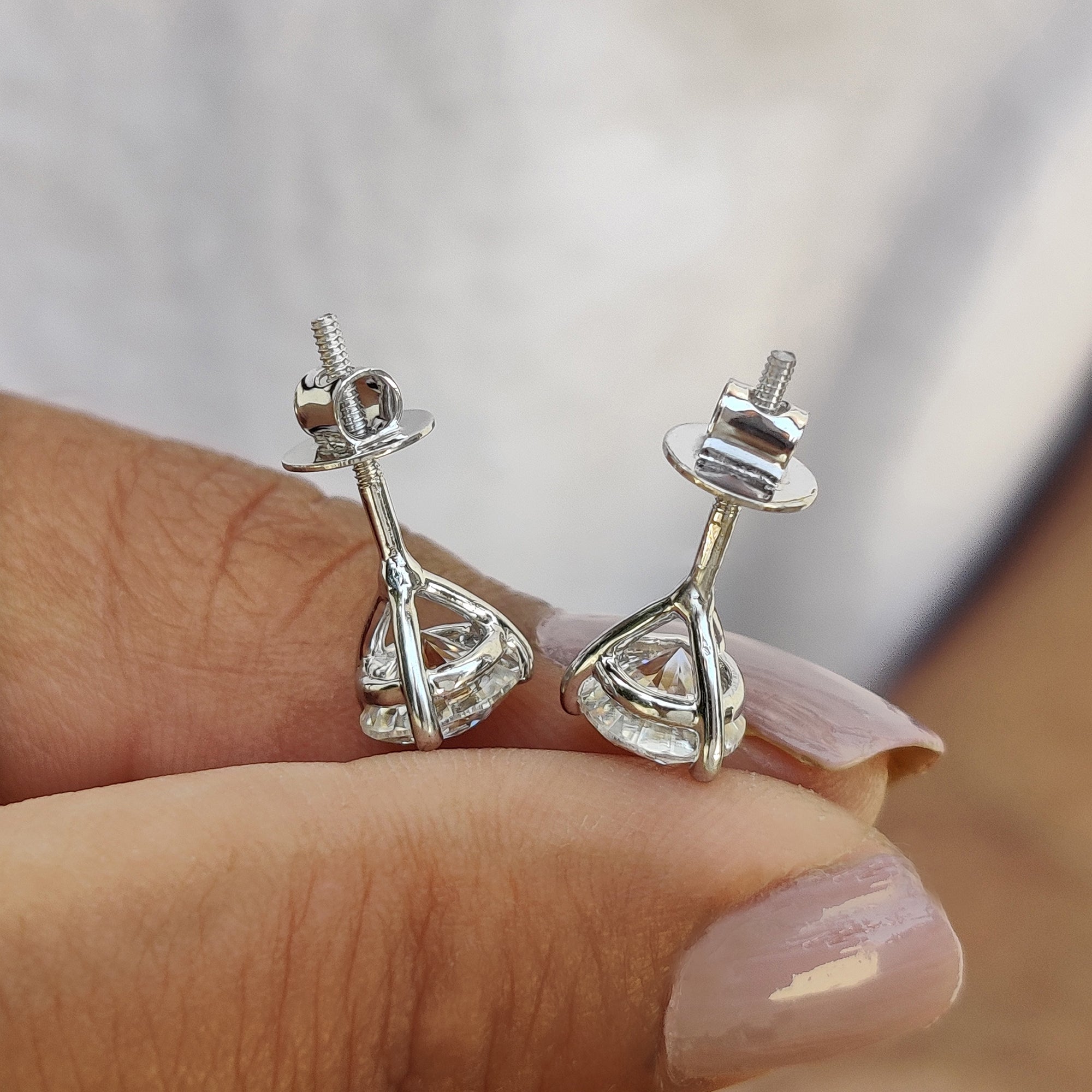 Martini Style Stud Earrings With Round Cut Moissanite