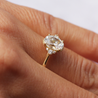 1.33 CT Oval Cut cluster Moissanite Solitaire Engagement Ring