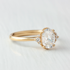 1.33 CT Oval Cut cluster Moissanite Solitaire Engagement Ring