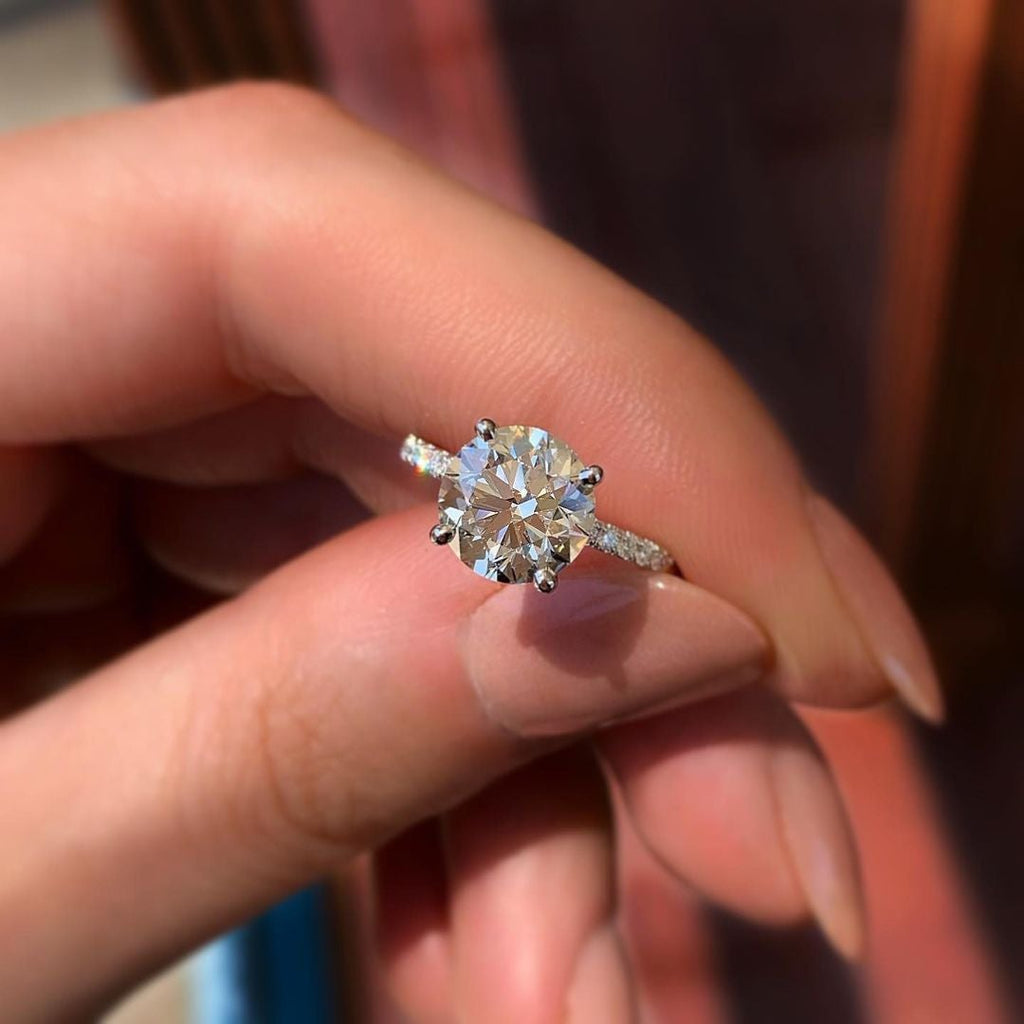 1.50 CT Round Cut Moissanite Pave Setting Engagement Ring