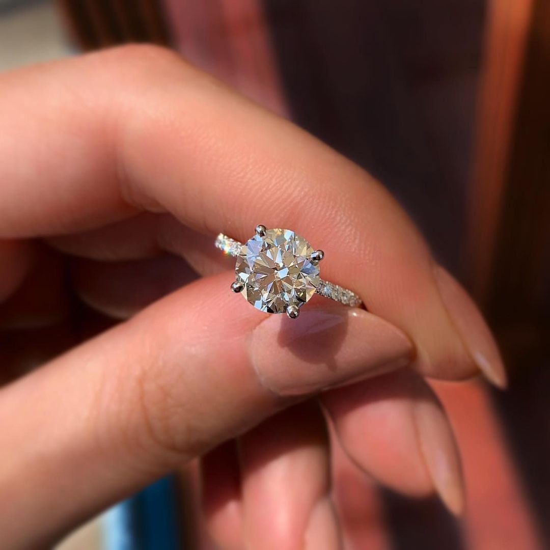1.50 CT Round Cut Moissanite Pave Setting Engagement Ring