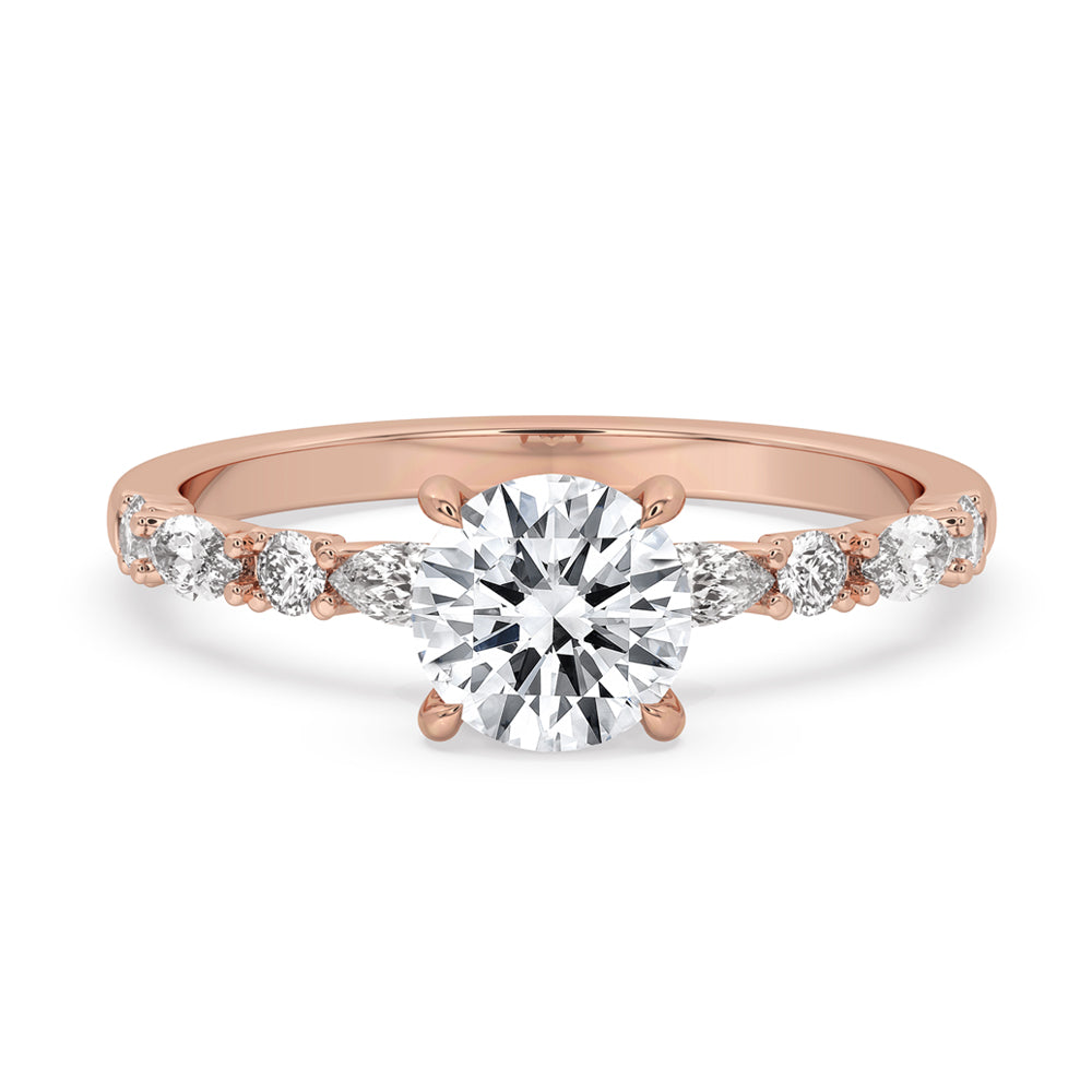 Round Brilliant Cut Diamond Ring in Classic Pave Setting Main image