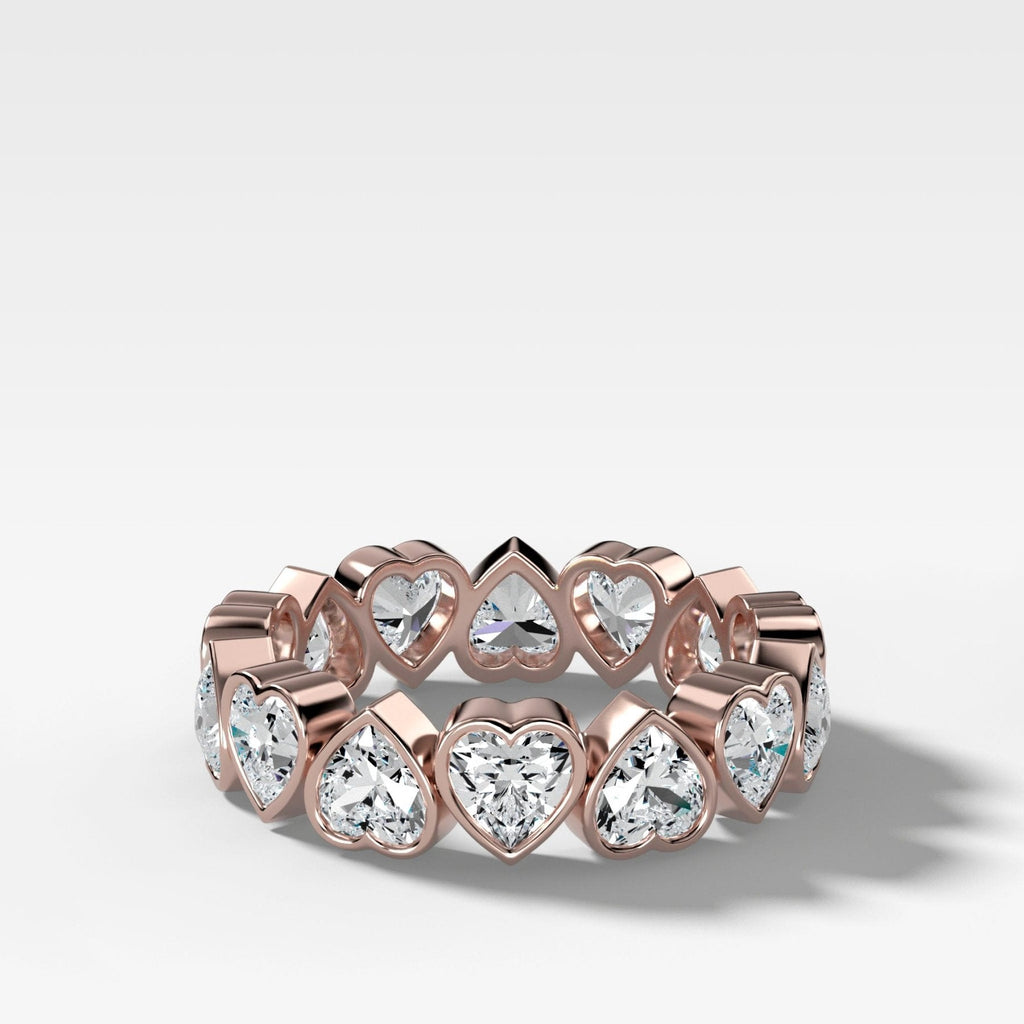 Midi Bezel Set Eternity Band With Heart Cuts