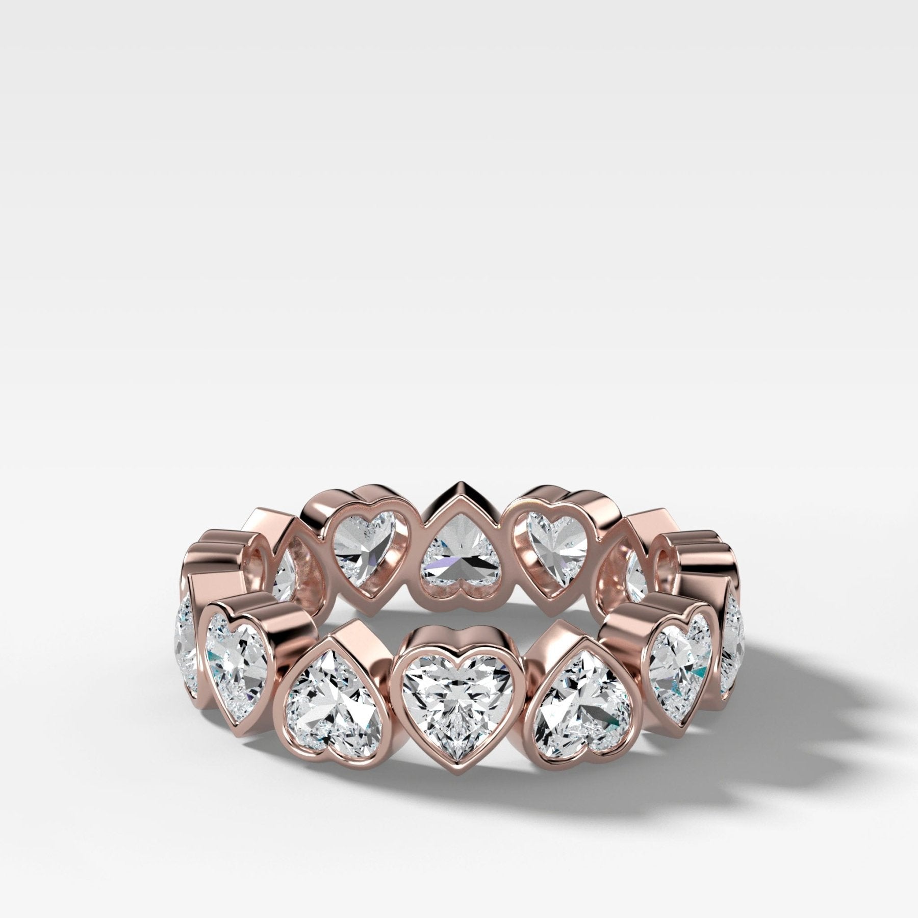 Midi Bezel Set Eternity Band With Heart Cuts