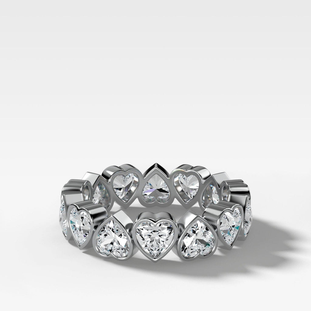 Midi Bezel Set Eternity Band With Heart Cuts