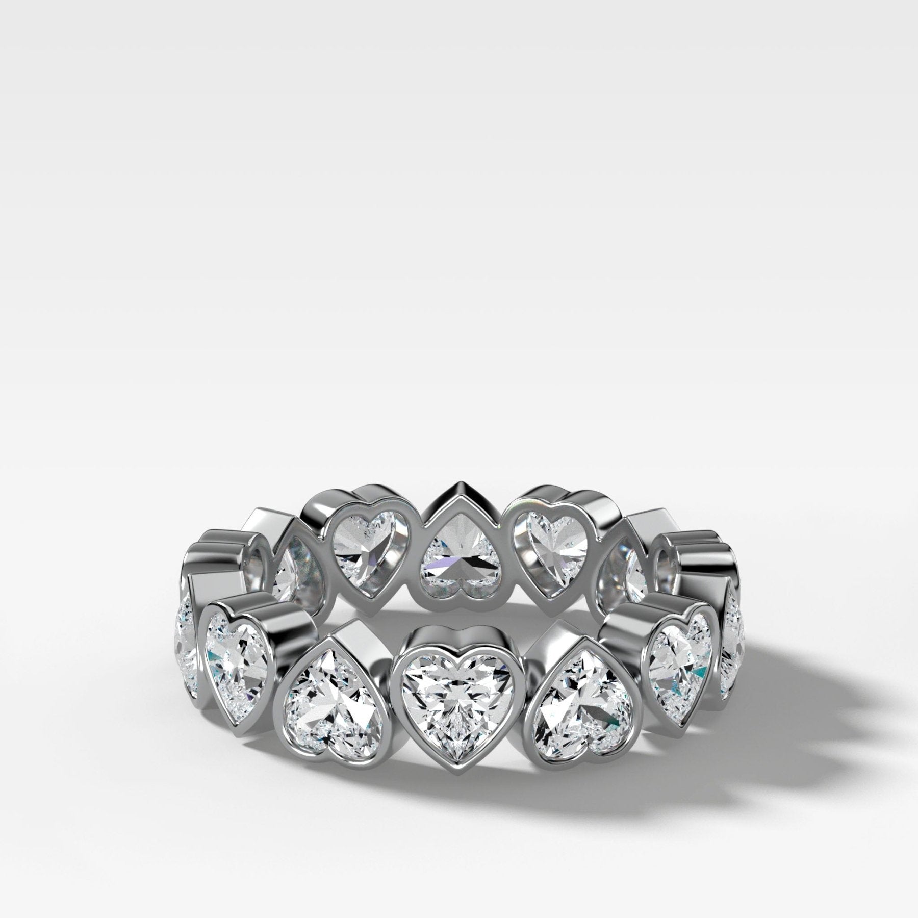 Midi Bezel Set Eternity Band With Heart Cuts