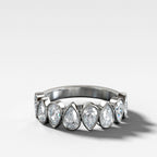 Midi Bezel Set Halfway Wedding Band With Alternating Pear Cuts