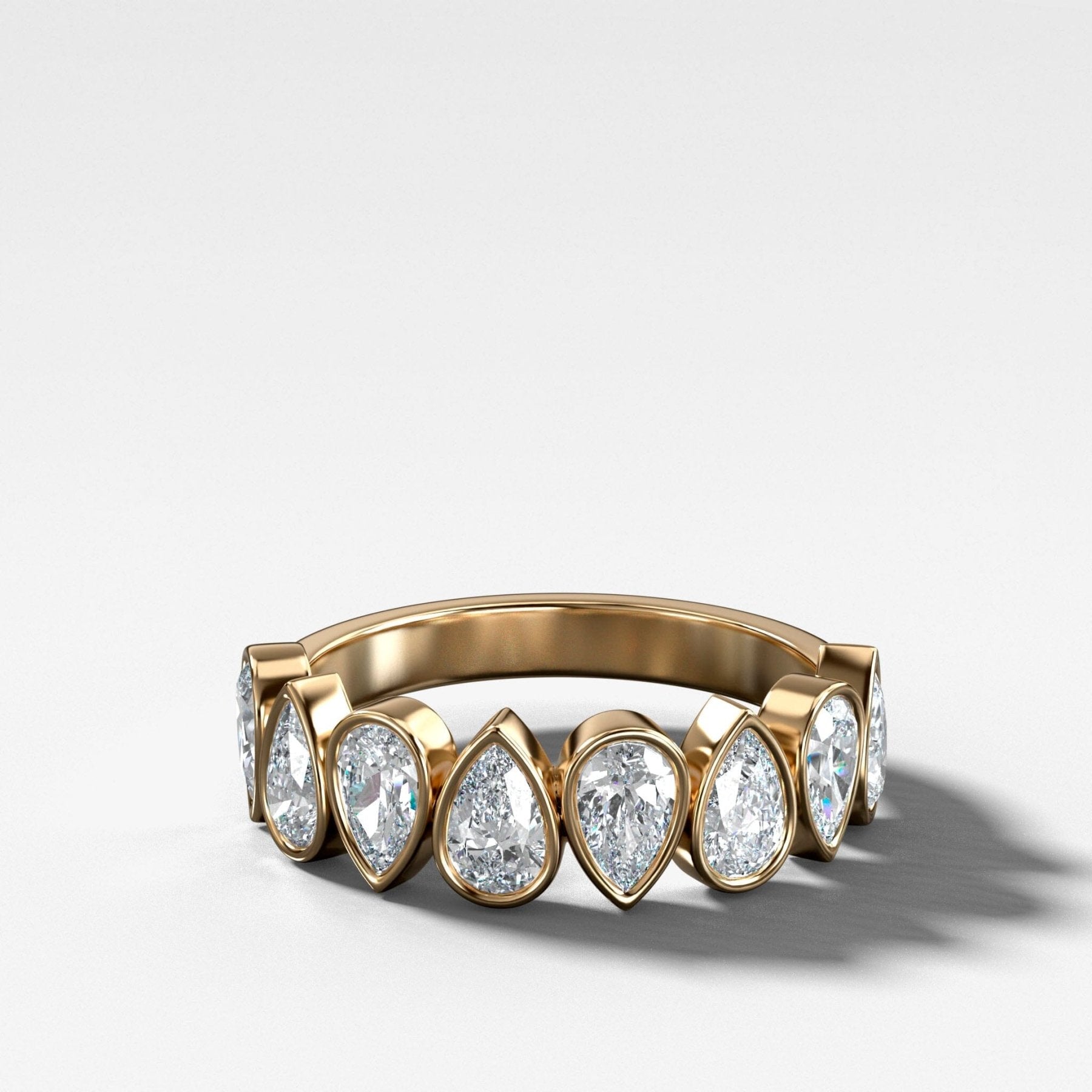 Midi Bezel Set Halfway Wedding Band With Alternating Pear Cuts Main image