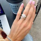 Midi Bezel Set Halfway Wedding Band With Alternating Pear Cuts