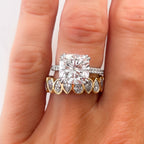 Midi Bezel Set Halfway Wedding Band With Alternating Pear Cuts