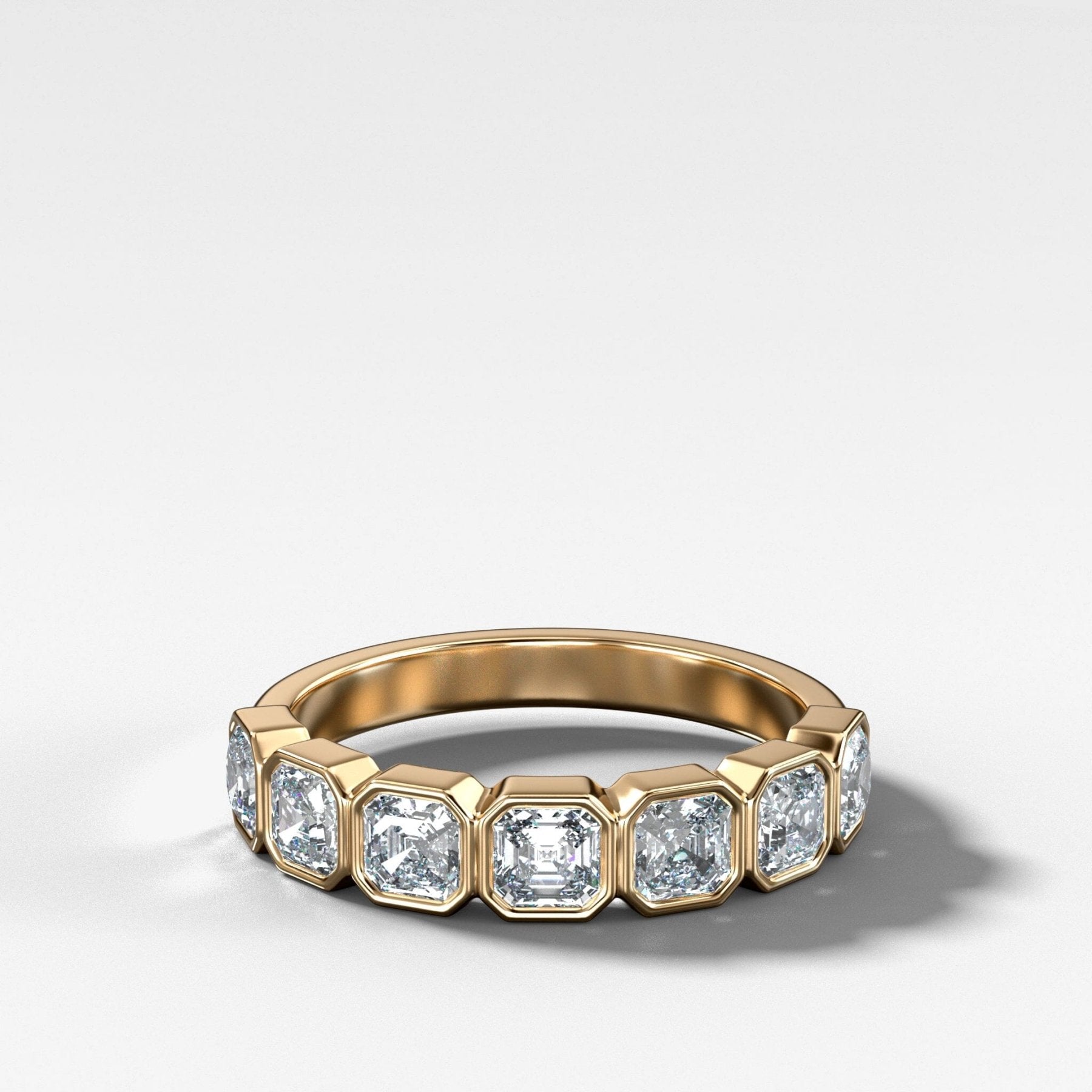 Midi Bezel Set Halfway Wedding Band With Asscher Cuts Main image
