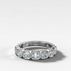Midi Bezel Set Halfway Wedding Band With Asscher Cuts