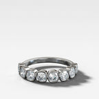 Midi Bezel Set Halfway Wedding Band With Cushion Cuts