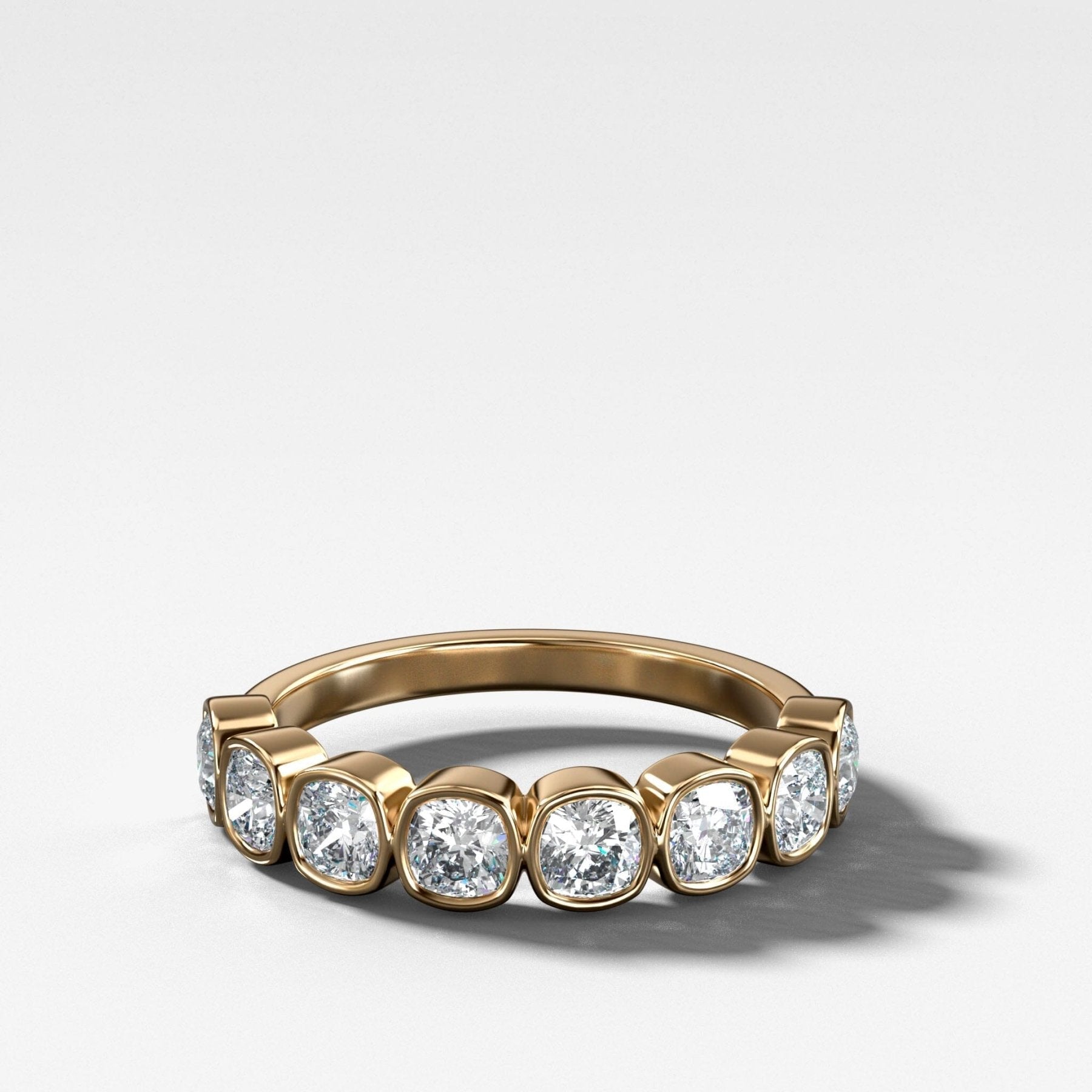 Midi Bezel Set Halfway Wedding Band With Cushion Cuts Main image