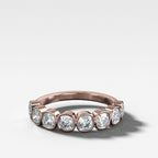 Midi Bezel Set Halfway Wedding Band With Cushion Cuts