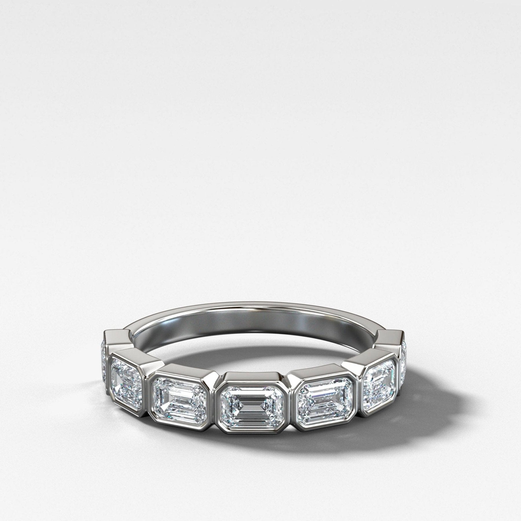 Midi Bezel Set Halfway Wedding Band With East West Emerald Cuts Secondary image