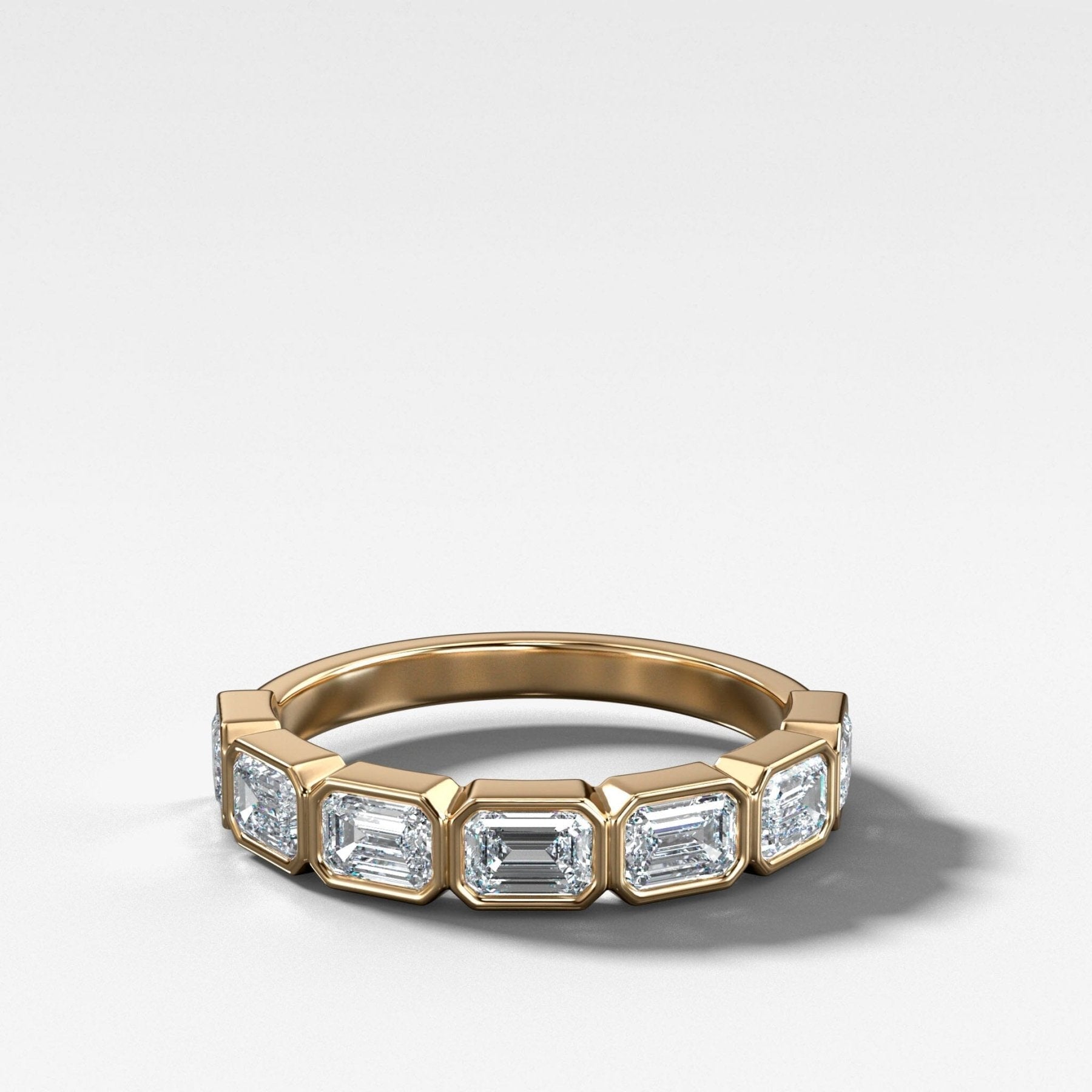 Midi Bezel Set Halfway Wedding Band With East West Emerald Cuts Main image