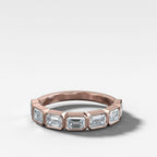Midi Bezel Set Halfway Wedding Band With East West Emerald Cuts