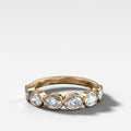 Midi Bezel Set Halfway Wedding Band With East West Oval Cuts