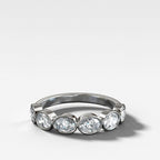 Midi Bezel Set Halfway Wedding Band With East West Oval Cuts
