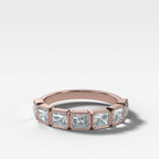 Midi Bezel Set Halfway Wedding Band With East West Radiant Cuts