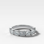 Midi Bezel Set Halfway Wedding Band With East West Radiant Cuts