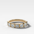 Midi Bezel Set Halfway Wedding Band With East West Radiant Cuts