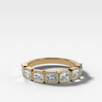 Midi Bezel Set Halfway Wedding Band With East West Radiant Cuts