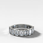 Midi Bezel Set Halfway Wedding Band With Emerald Cuts