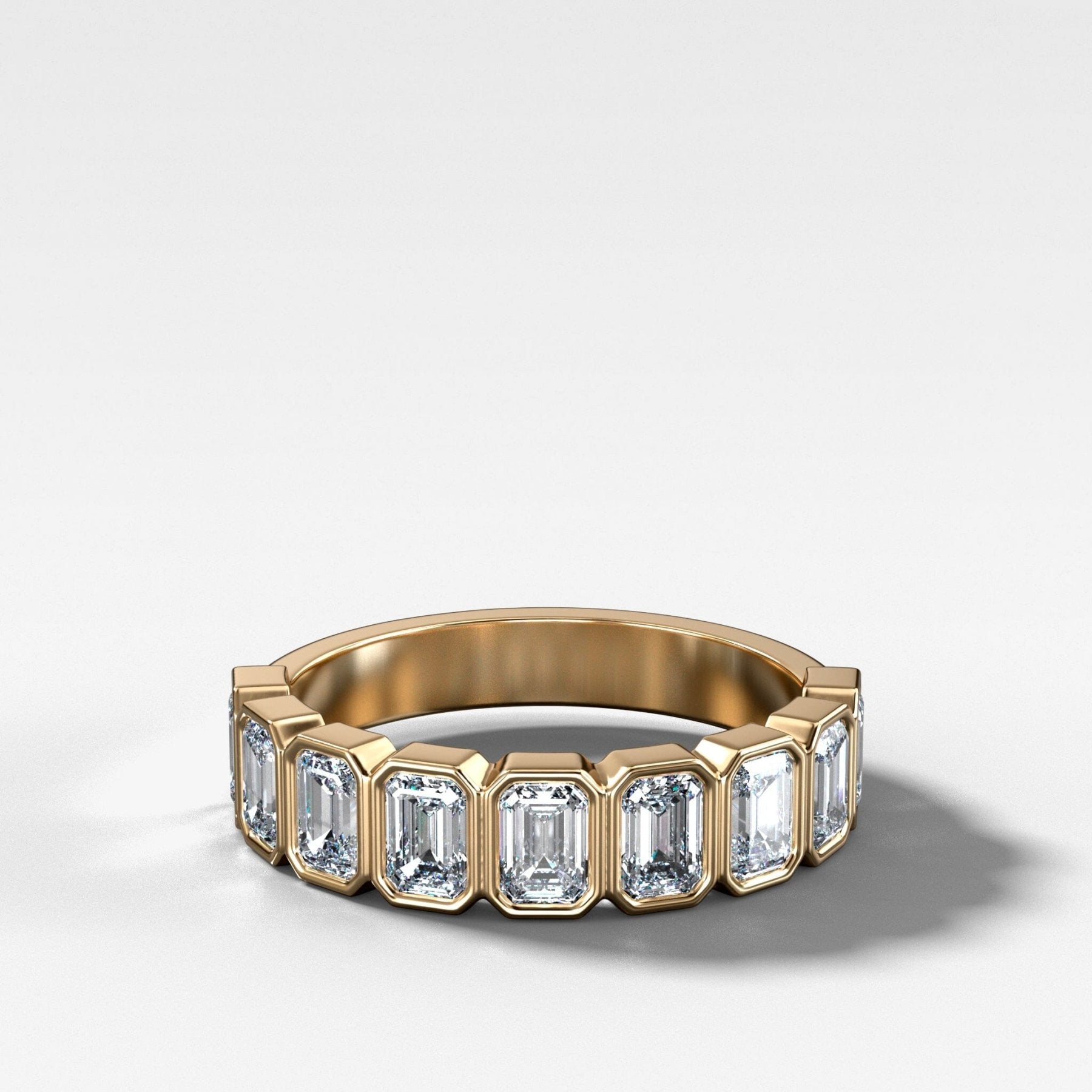 Midi Bezel Set Halfway Wedding Band With Emerald Cuts Main image