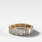 Midi Bezel Set Halfway Wedding Band With Emerald Cuts