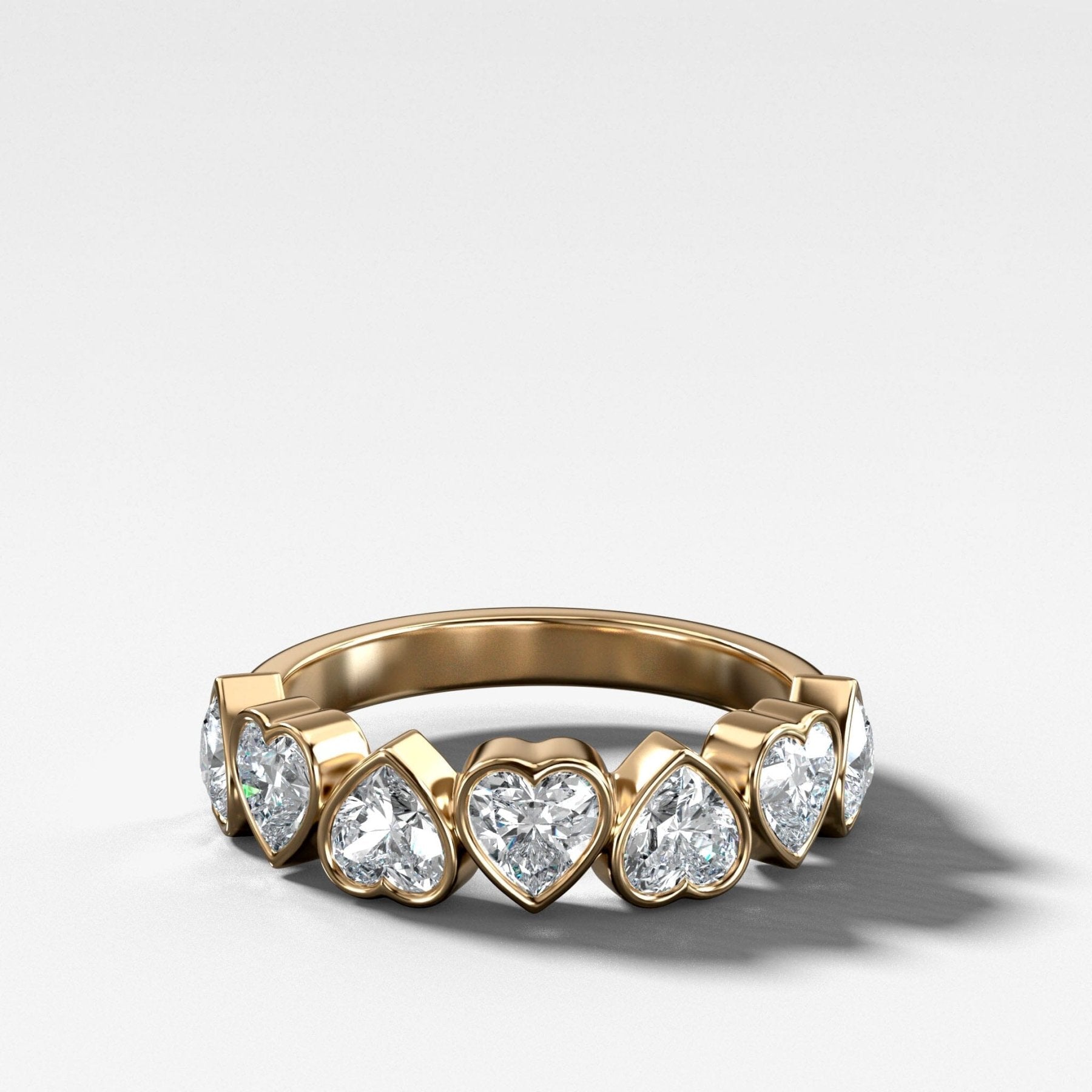 Midi Bezel Set Halfway Wedding Band With Heart Cuts Main image