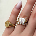 Midi Bezel Set Halfway Wedding Band With Heart Cuts