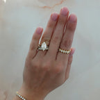Midi Bezel Set Halfway Wedding Band With Marquise Cuts