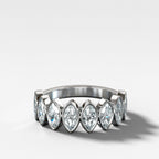 Midi Bezel Set Halfway Wedding Band With Marquise Cuts